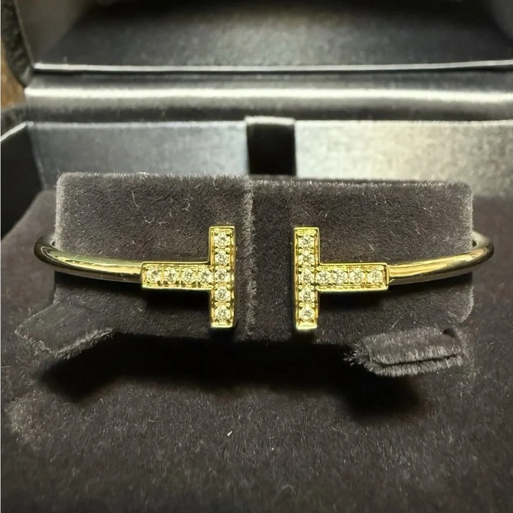Tiffany & Co. T Wire Pave Diamond Bracelet 6.5